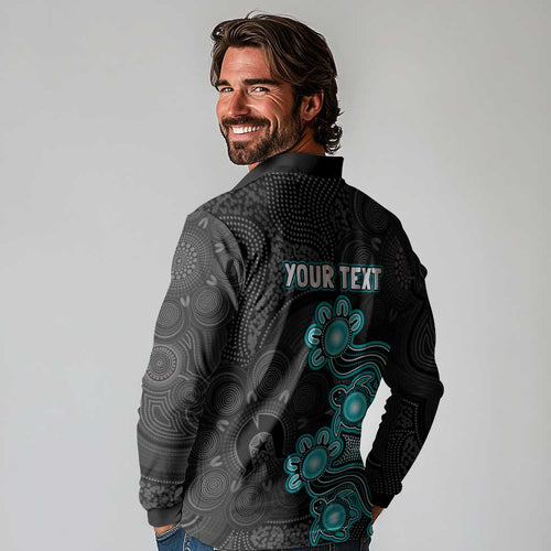 Personalised Brisbane Heat NAIDOC Week 2026 Long Sleeve Polo Shirt Sea Turtles Aboriginal Art