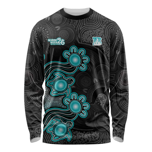 Personalised Brisbane Heat NAIDOC Week 2026 Long Sleeve Shirt Sea Turtles Aboriginal Art