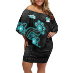 Personalised Brisbane Heat NAIDOC Week 2026 Off Shoulder Short Dress Sea Turtles Aboriginal Art