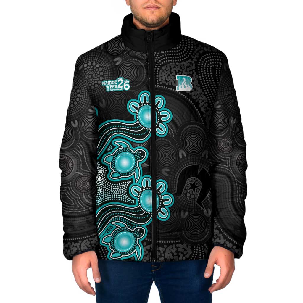 Personalised Brisbane Heat NAIDOC Week 2026 Padded Jacket Sea Turtles Aboriginal Art