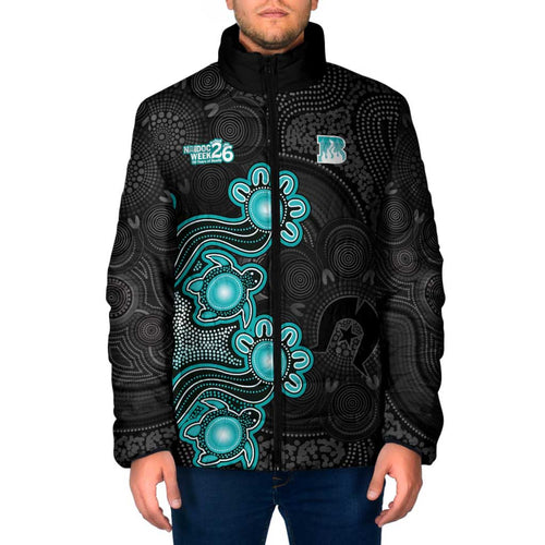 Personalised Brisbane Heat NAIDOC Week 2026 Padded Jacket Sea Turtles Aboriginal Art