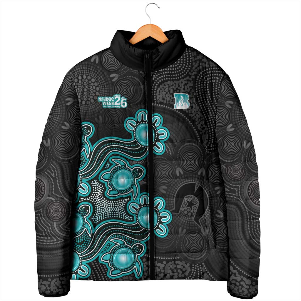 Personalised Brisbane Heat NAIDOC Week 2026 Padded Jacket Sea Turtles Aboriginal Art