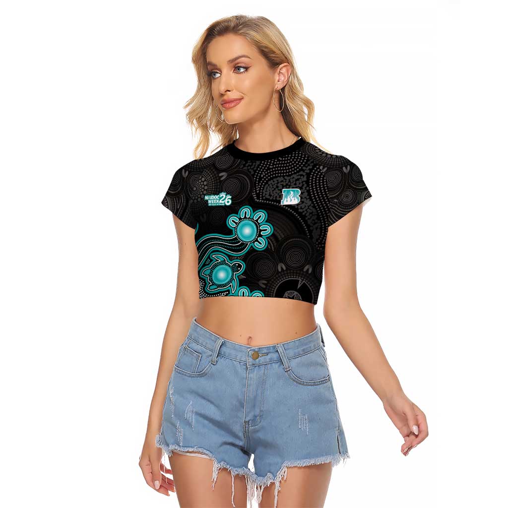 Personalised Brisbane Heat NAIDOC Week 2026 Raglan Cropped T Shirt Sea Turtles Aboriginal Art