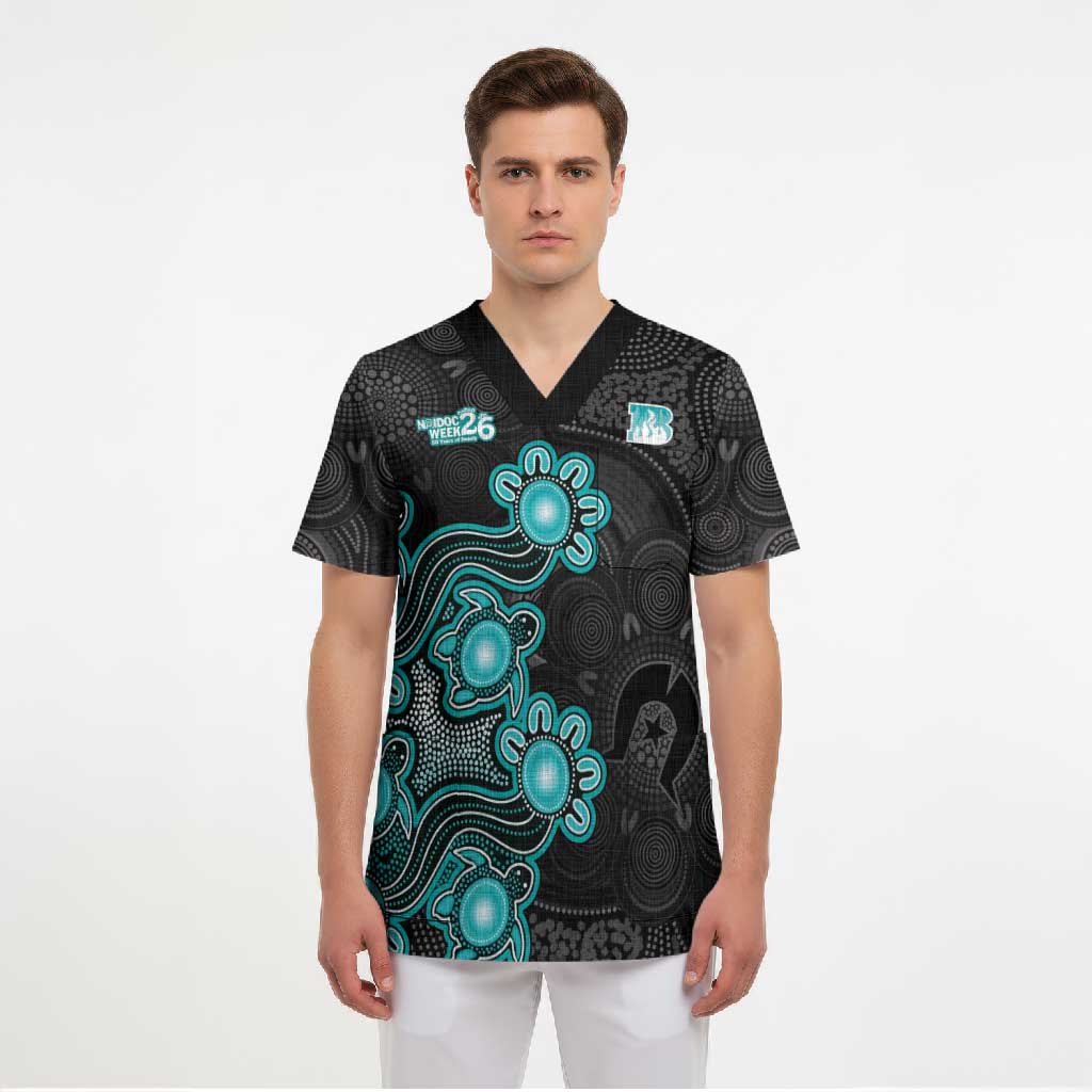 Personalised Brisbane Heat NAIDOC Week 2026 Scrub Top Sea Turtles Aboriginal Art
