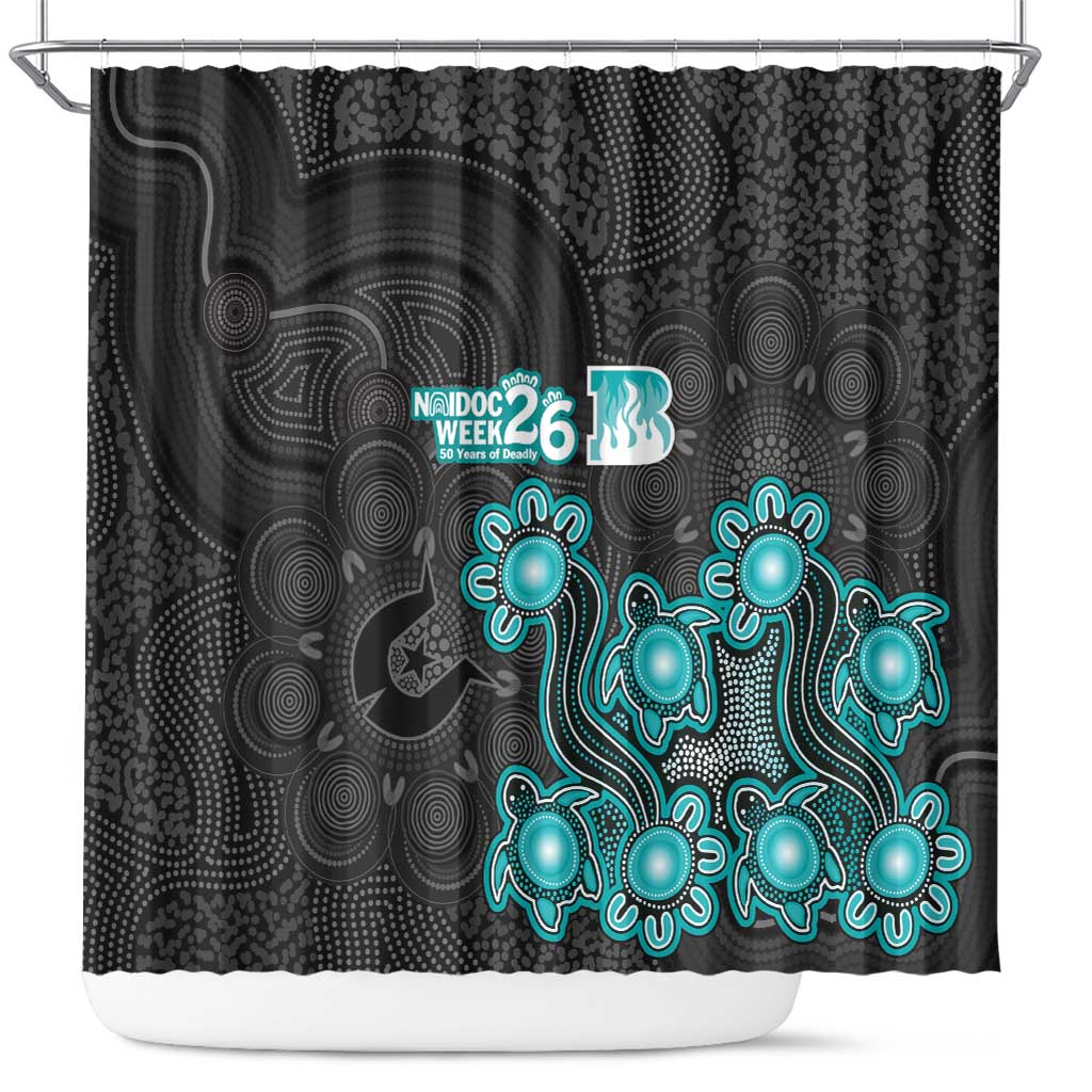 Brisbane Heat NAIDOC Week 2026 Shower Curtain Sea Turtles Aboriginal Art