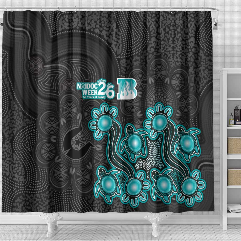 Brisbane Heat NAIDOC Week 2026 Shower Curtain Sea Turtles Aboriginal Art