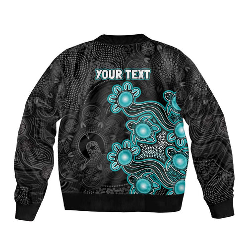 Personalised Brisbane Heat NAIDOC Week 2026 Sleeve Zip Bomber Jacket Sea Turtles Aboriginal Art