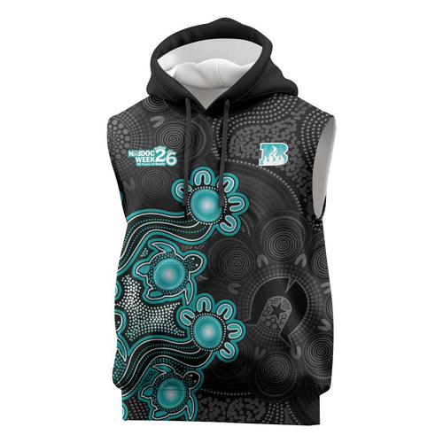 Personalised Brisbane Heat NAIDOC Week 2026 Sleeveless Hoodie Sea Turtles Aboriginal Art