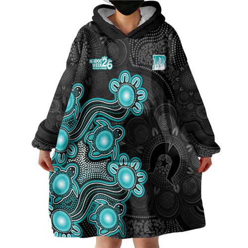 Personalised Brisbane Heat NAIDOC Week 2026 Wearable Blanket Hoodie Sea Turtles Aboriginal Art