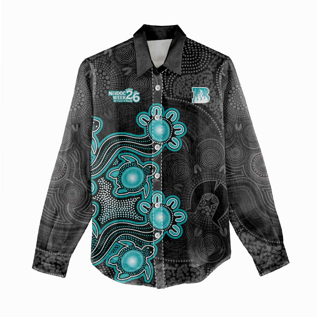Personalised Brisbane Heat NAIDOC Week 2026 Women Casual Shirt Sea Turtles Aboriginal Art