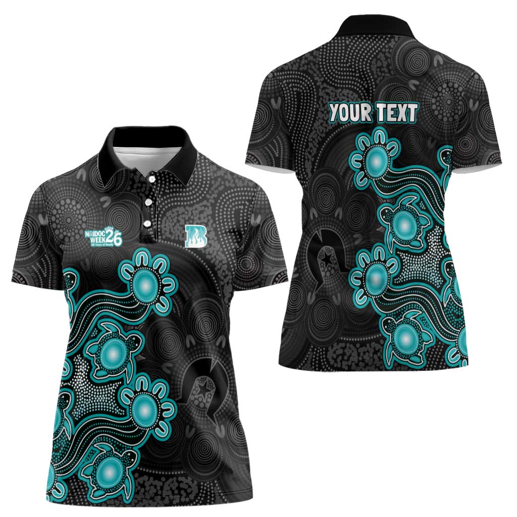 Personalised Brisbane Heat NAIDOC Week 2026 Women Polo Shirt Sea Turtles Aboriginal Art