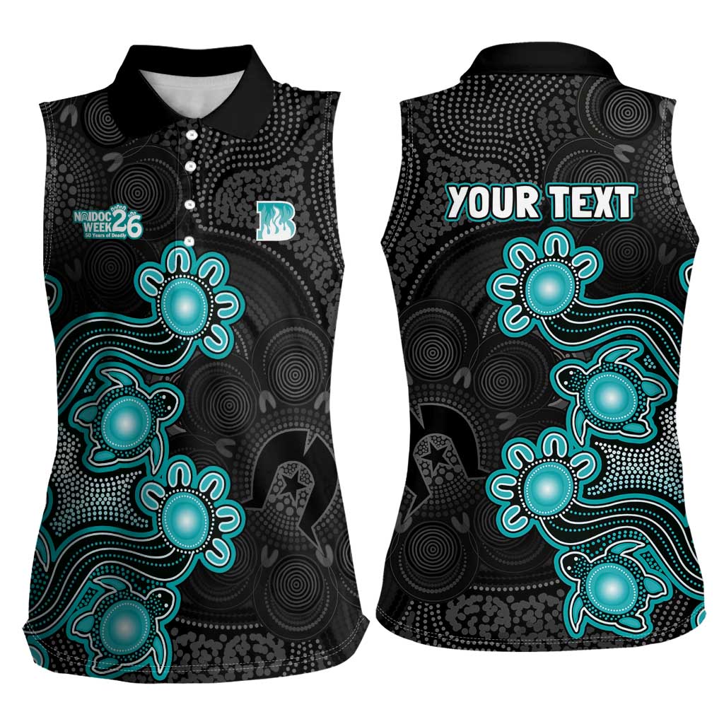 Personalised Brisbane Heat NAIDOC Week 2026 Women Sleeveless Polo Shirt Sea Turtles Aboriginal Art