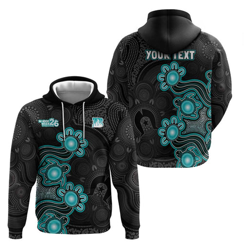 Personalised Brisbane Heat NAIDOC Week 2026 Zip Hoodie Sea Turtles Aboriginal Art