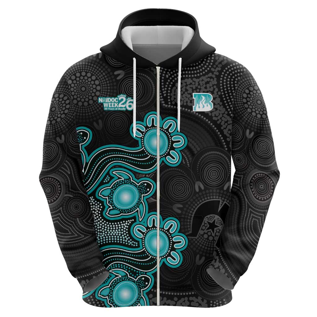 Personalised Brisbane Heat NAIDOC Week 2026 Zip Hoodie Sea Turtles Aboriginal Art