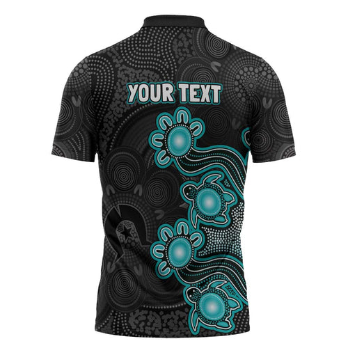Personalised Brisbane Heat NAIDOC Week 2026 Zipper Polo Shirt Sea Turtles Aboriginal Art