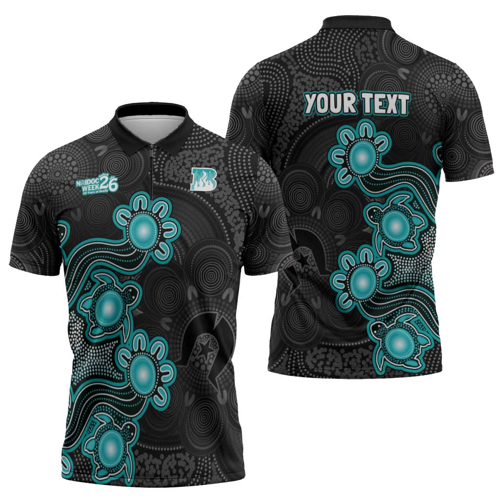 Personalised Brisbane Heat NAIDOC Week 2026 Zipper Polo Shirt Sea Turtles Aboriginal Art
