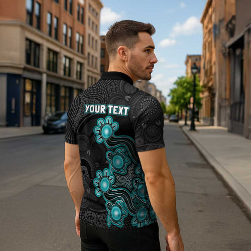 Personalised Brisbane Heat NAIDOC Week 2026 Zipper Polo Shirt Sea Turtles Aboriginal Art