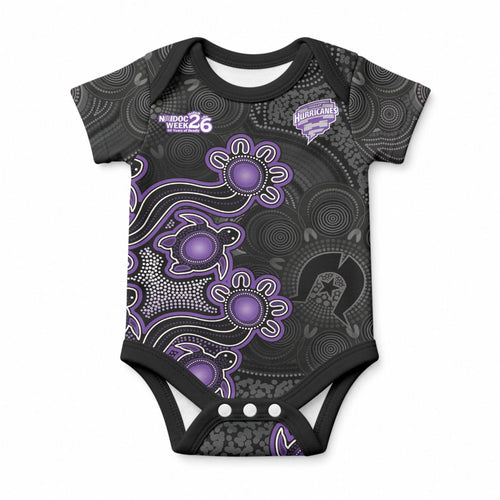 Personalised Hobart Hurricanes NAIDOC Week 2026 Baby Onesie Sea Turtles Aboriginal Art