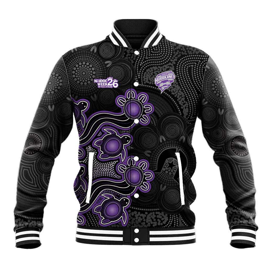 Personalised Hobart Hurricanes NAIDOC Week 2026 Baseball Jacket Sea Turtles Aboriginal Art