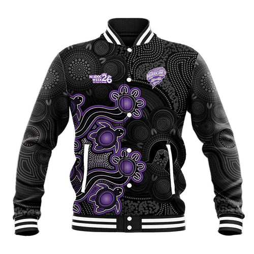 Personalised Hobart Hurricanes NAIDOC Week 2026 Baseball Jacket Sea Turtles Aboriginal Art