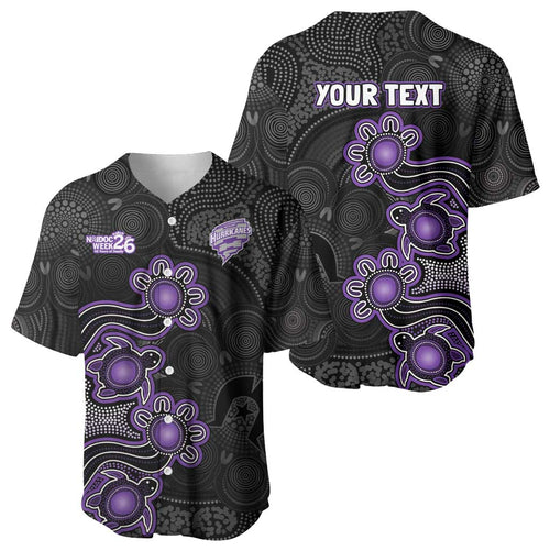 Personalised Hobart Hurricanes NAIDOC Week 2026 Baseball Jersey Sea Turtles Aboriginal Art