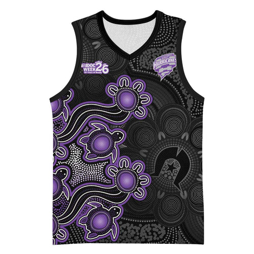 Personalised Hobart Hurricanes NAIDOC Week 2026 Basketball Jersey Sea Turtles Aboriginal Art