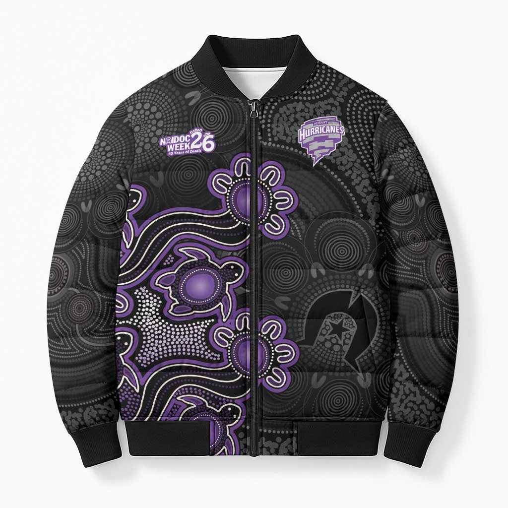 Personalised Hobart Hurricanes NAIDOC Week 2026 Bomber Puffer Jacket Sea Turtles Aboriginal Art