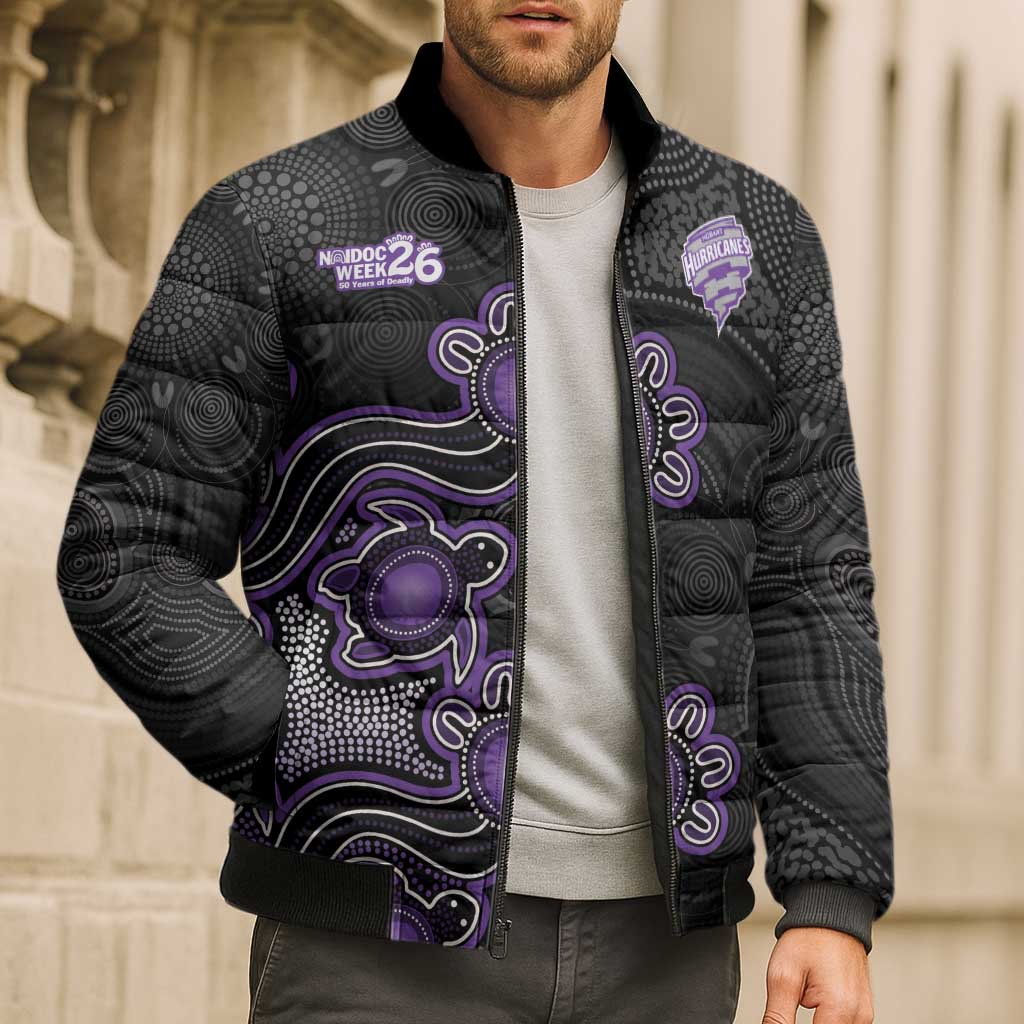 Personalised Hobart Hurricanes NAIDOC Week 2026 Bomber Puffer Jacket Sea Turtles Aboriginal Art