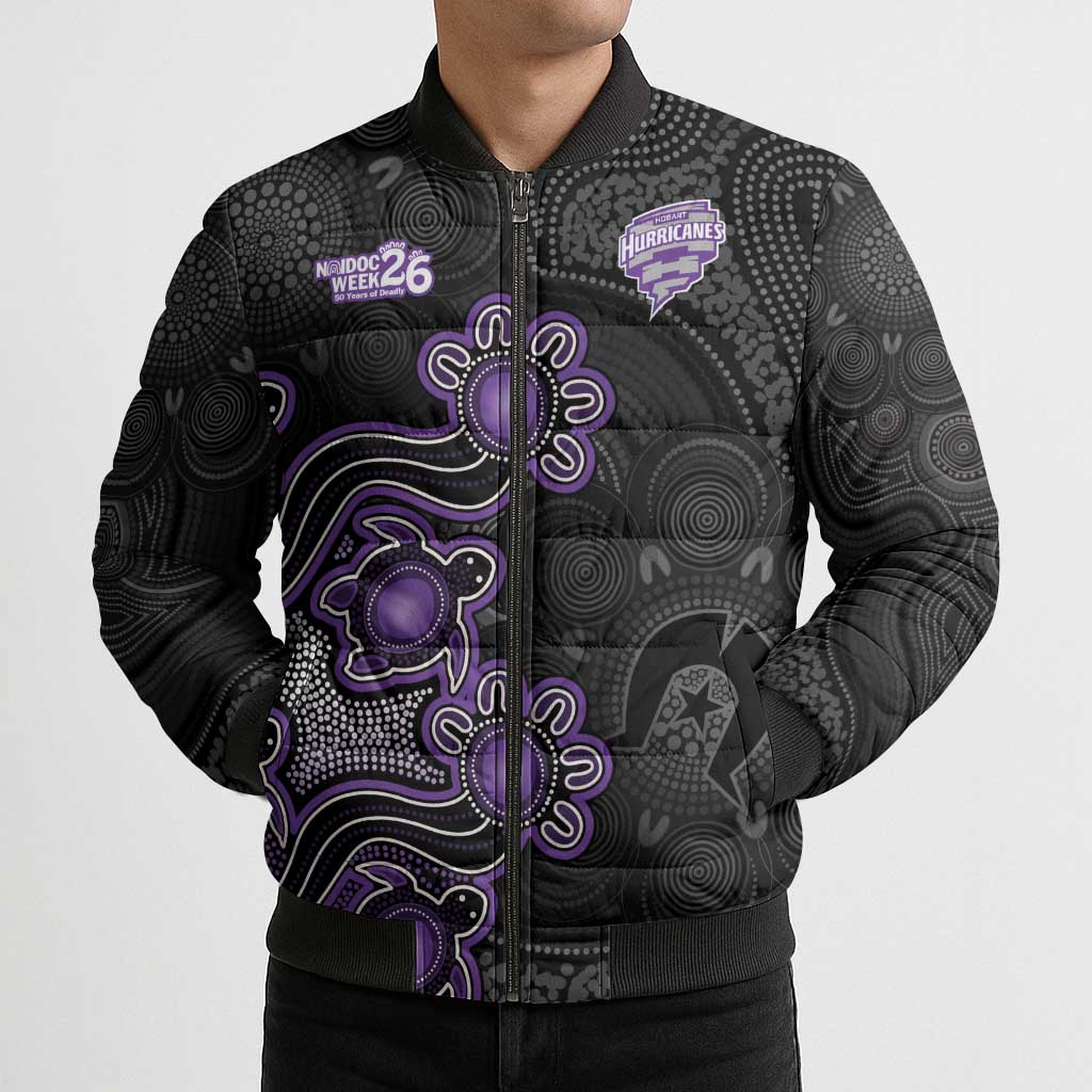 Personalised Hobart Hurricanes NAIDOC Week 2026 Bomber Puffer Jacket Sea Turtles Aboriginal Art