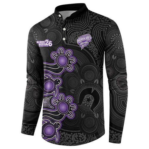 Personalised Hobart Hurricanes NAIDOC Week 2026 Button Sweatshirt Sea Turtles Aboriginal Art