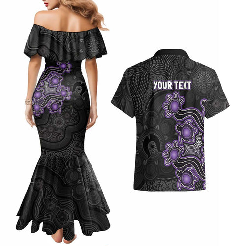 Personalised Hobart Hurricanes NAIDOC Week 2026 Couples Matching Mermaid Dress and Hawaiian Shirt Sea Turtles Aboriginal Art