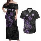 Personalised Hobart Hurricanes NAIDOC Week 2026 Couples Matching Off Shoulder Maxi Dress and Hawaiian Shirt Sea Turtles Aboriginal Art