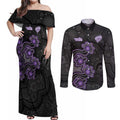 Personalised Hobart Hurricanes NAIDOC Week 2026 Couples Matching Off Shoulder Maxi Dress and Long Sleeve Button Shirt Sea Turtles Aboriginal Art
