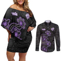 Personalised Hobart Hurricanes NAIDOC Week 2026 Couples Matching Off Shoulder Short Dress and Long Sleeve Button Shirt Sea Turtles Aboriginal Art