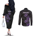 Personalised Hobart Hurricanes NAIDOC Week 2026 Couples Matching Off The Shoulder Long Sleeve Dress and Long Sleeve Button Shirt Sea Turtles Aboriginal Art