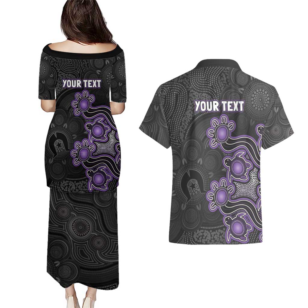 Personalised Hobart Hurricanes NAIDOC Week 2026 Couples Matching Puletasi and Hawaiian Shirt Sea Turtles Aboriginal Art