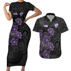 Personalised Hobart Hurricanes NAIDOC Week 2026 Couples Matching Short Sleeve Bodycon Dress and Hawaiian Shirt Sea Turtles Aboriginal Art