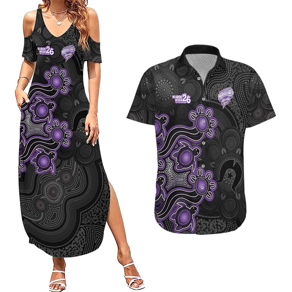Personalised Hobart Hurricanes NAIDOC Week 2026 Couples Matching Summer Maxi Dress and Hawaiian Shirt Sea Turtles Aboriginal Art