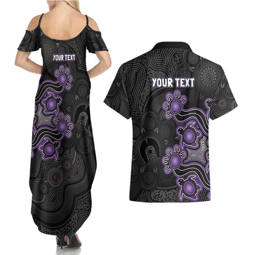 Personalised Hobart Hurricanes NAIDOC Week 2026 Couples Matching Summer Maxi Dress and Hawaiian Shirt Sea Turtles Aboriginal Art