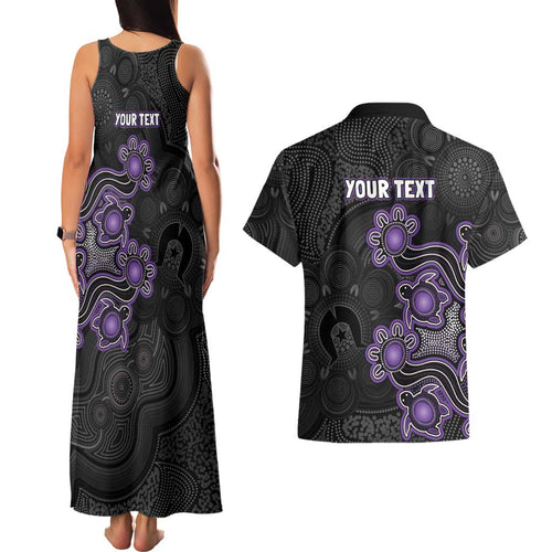 Personalised Hobart Hurricanes NAIDOC Week 2026 Couples Matching Tank Maxi Dress and Hawaiian Shirt Sea Turtles Aboriginal Art