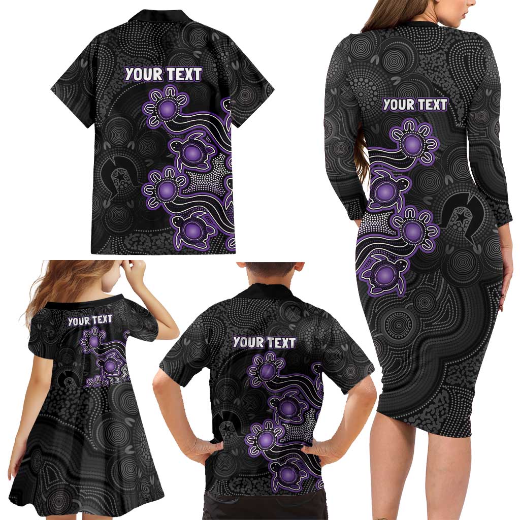 Personalised Hobart Hurricanes NAIDOC Week 2026 Family Matching Long Sleeve Bodycon Dress and Hawaiian Shirt Sea Turtles Aboriginal Art