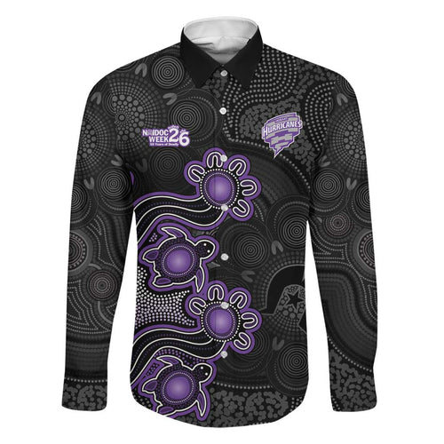 Personalised Hobart Hurricanes NAIDOC Week 2026 Family Matching Long Sleeve Bodycon Dress and Hawaiian Shirt Sea Turtles Aboriginal Art