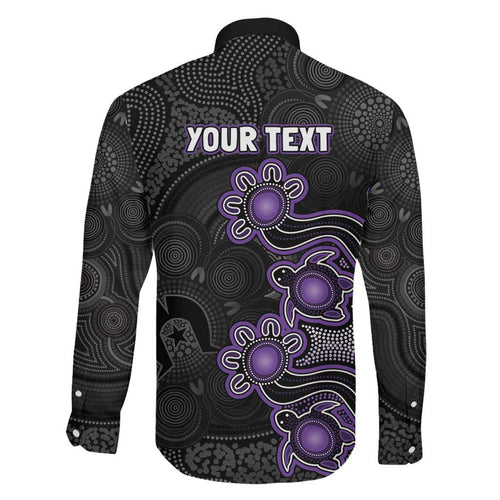 Personalised Hobart Hurricanes NAIDOC Week 2026 Family Matching Long Sleeve Bodycon Dress and Hawaiian Shirt Sea Turtles Aboriginal Art