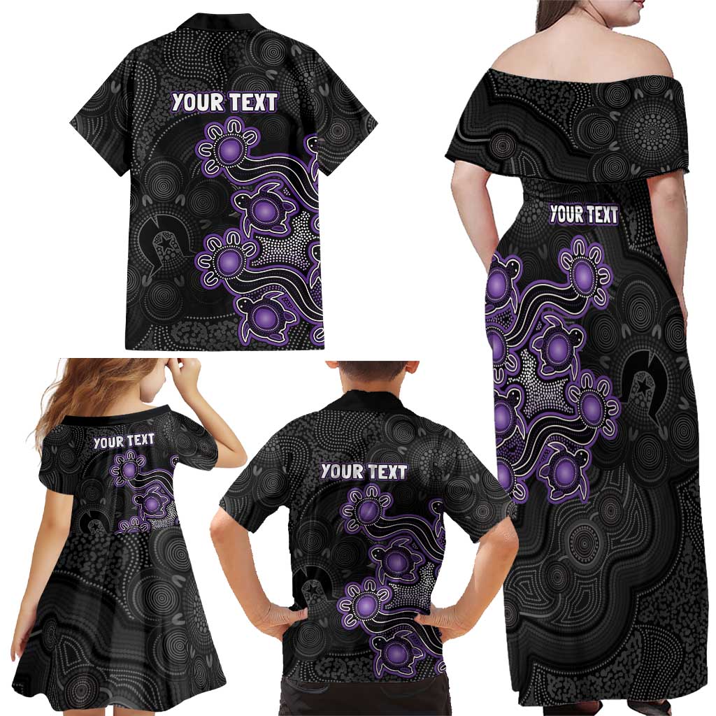 Personalised Hobart Hurricanes NAIDOC Week 2026 Family Matching Off Shoulder Maxi Dress and Hawaiian Shirt Sea Turtles Aboriginal Art