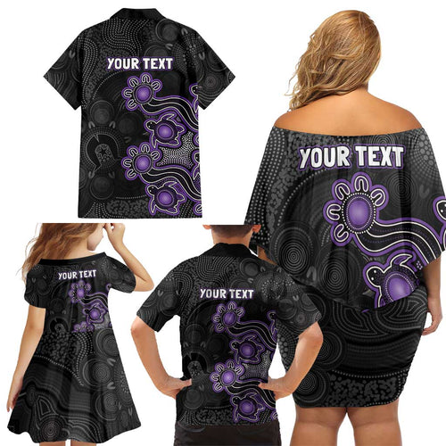 Personalised Hobart Hurricanes NAIDOC Week 2026 Family Matching Off Shoulder Short Dress and Hawaiian Shirt Sea Turtles Aboriginal Art