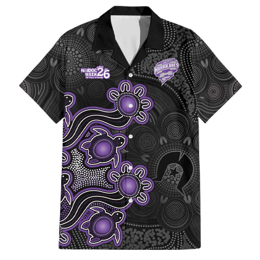 Personalised Hobart Hurricanes NAIDOC Week 2026 Family Matching Off Shoulder Short Dress and Hawaiian Shirt Sea Turtles Aboriginal Art