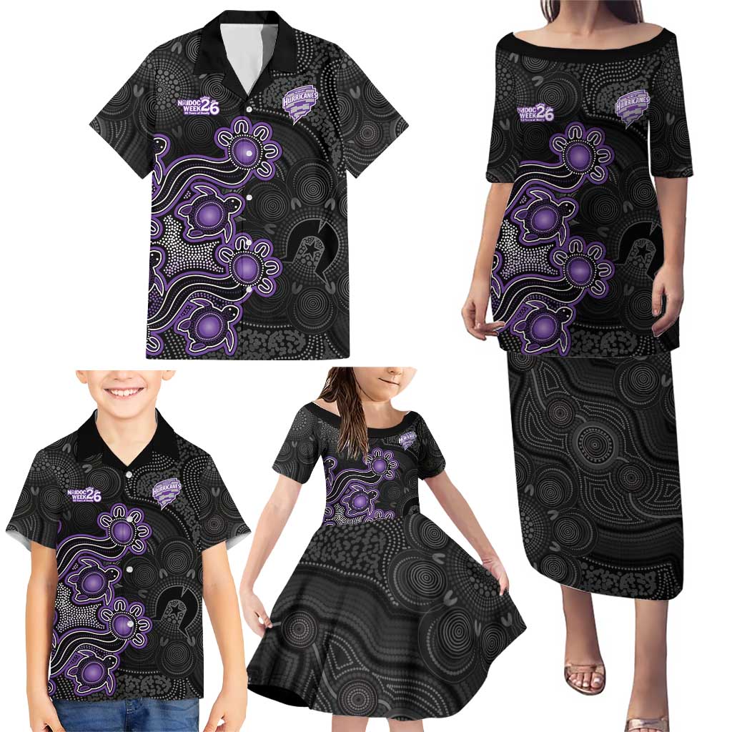 Personalised Hobart Hurricanes NAIDOC Week 2026 Family Matching Puletasi and Hawaiian Shirt Sea Turtles Aboriginal Art