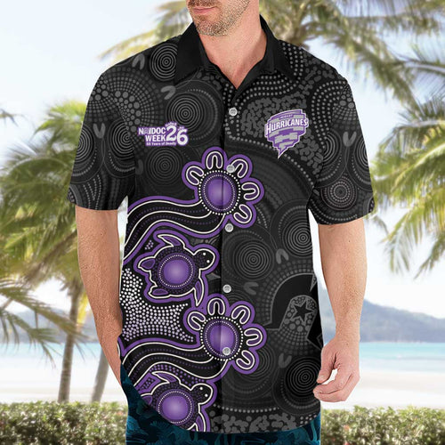 Personalised Hobart Hurricanes NAIDOC Week 2026 Hawaiian Shirt Sea Turtles Aboriginal Art