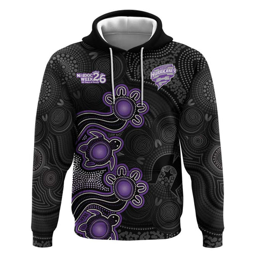 Personalised Hobart Hurricanes NAIDOC Week 2026 Hoodie Sea Turtles Aboriginal Art