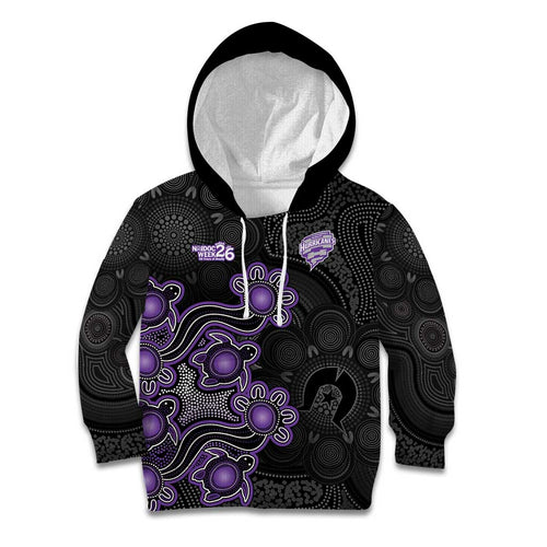 Personalised Hobart Hurricanes NAIDOC Week 2026 Kid Hoodie Sea Turtles Aboriginal Art